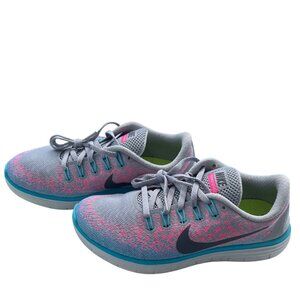 Nike Free RN Distance Women's Running Shoes Gray Pink Blue Size 7 Trainers